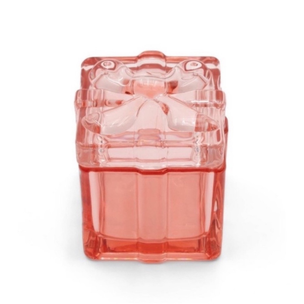 New Target Bullseye Playground Tinted Glass Pink Lidded Box with Bow